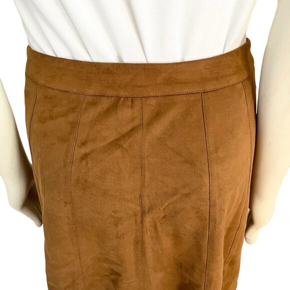 EVENUEL Snap Front Western Boho Short Skirt with Scalloped Hem in Brown SZ M - Picture 5 of 10
